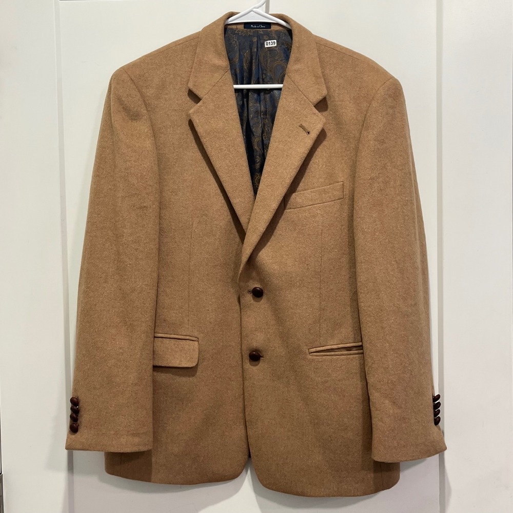 Turnbury Mens 40S Camel Hair Blazer Tan Two Button Paisley Lining Sport Coat